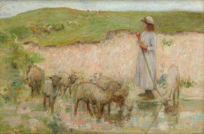 Eine Studie für Schafteich auf den South Downs von William Edward Stott